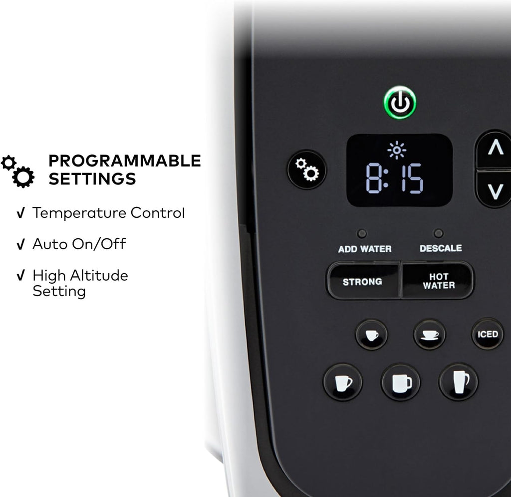 Keurig K-Elite - Cafetera de cápsulas K-Cup de una sola porción, con control de fuerza y temperatura, capacidad de café helado, tamaño de preparación de 8 a 12 onzas, programable, plata cepillada
