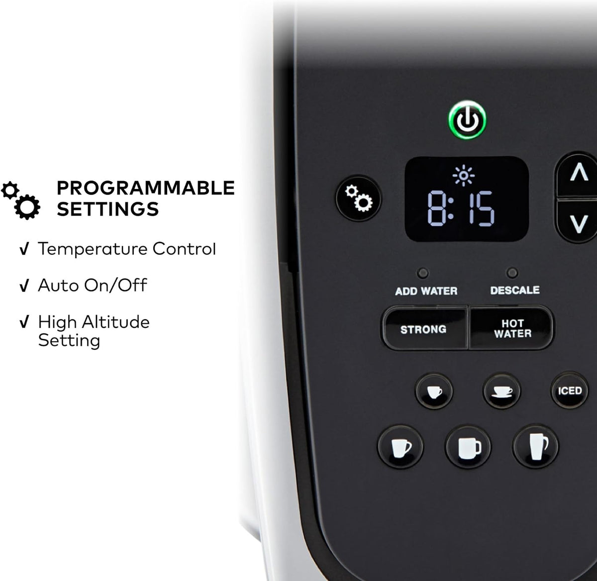 Keurig K-Elite - Cafetera de cápsulas K-Cup de una sola porción, con control de fuerza y temperatura, capacidad de café helado, tamaño de preparación de 8 a 12 onzas, programable, plata cepillada
