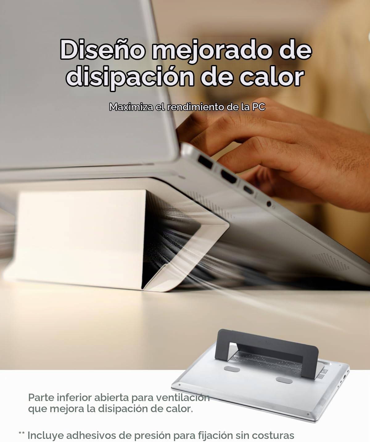 Soporte adhesivo para laptop MOFT Airflow, elevador delgado y portátil para trabajo