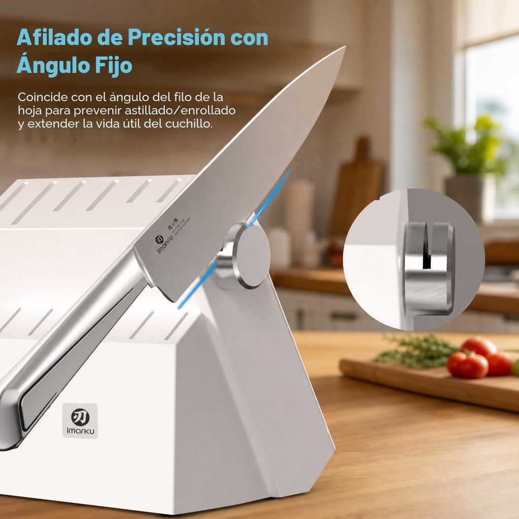 imarku - Juego de 14 cuchillos, elegante juego de cubiertos de cocina minimalistas blancos