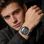 OLEVS Relojes Cronógrafo Masculinos de Moda Empresarial Analógico Quartz Reloj de Pulsera para Hombre, Cinturón de Silicona a prueba de agua con Luminiscente, Calendario
