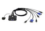 ATEN CS22U - Conmutador KVM de 2 puertos USB y cable VGA con selector de puerto remoto