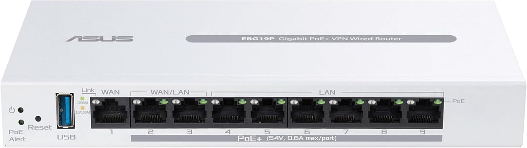 ASUS ExpertWiFi EBG19P Gigabit PoE+ VPN enrutador con cable, 8 puer...