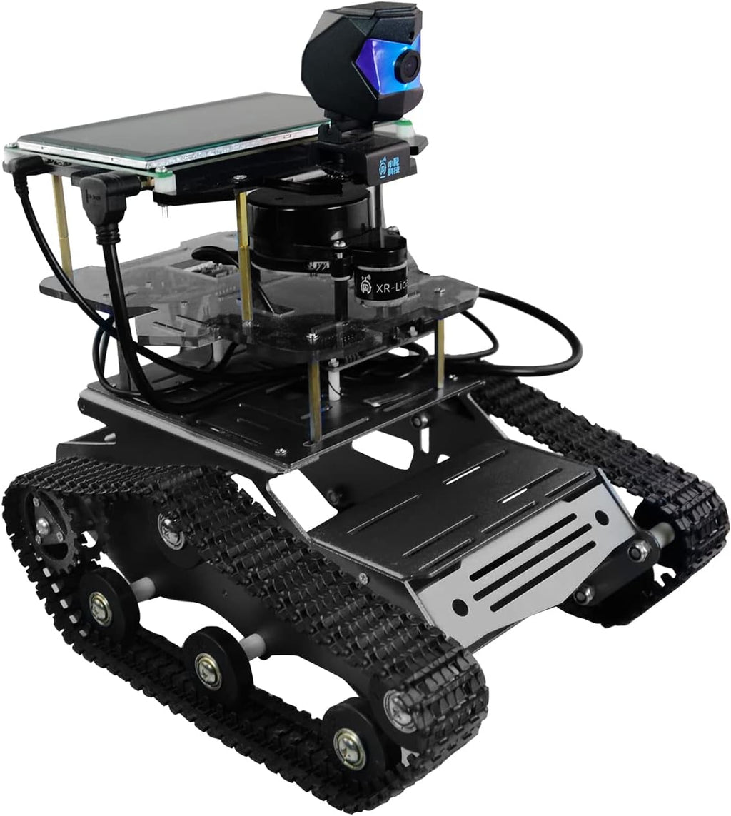 Kit de robot AI para Jetson Nano ROS programación tanque coche con navegación SLAM Lidar mapeo, transmisión de video, seguimiento inteligente, electrónica educativa robótica adultos (sin