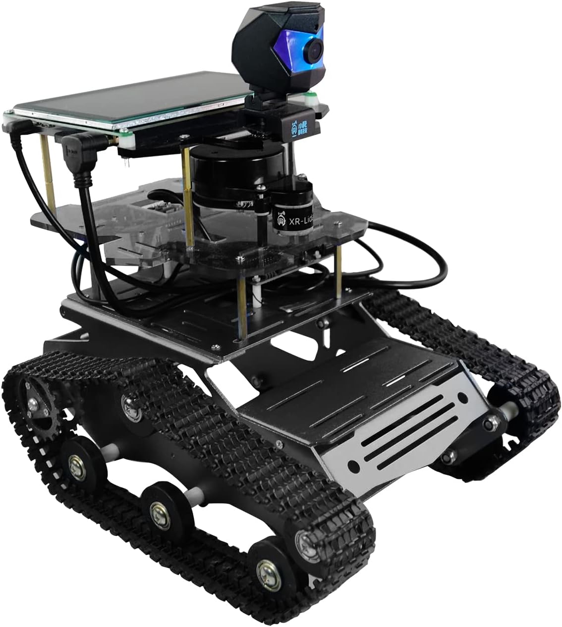 Kit de robot AI para Jetson Nano ROS programación tanque coche con navegación SLAM Lidar mapeo, transmisión de video, seguimiento inteligente, electrónica educativa robótica adultos (sin