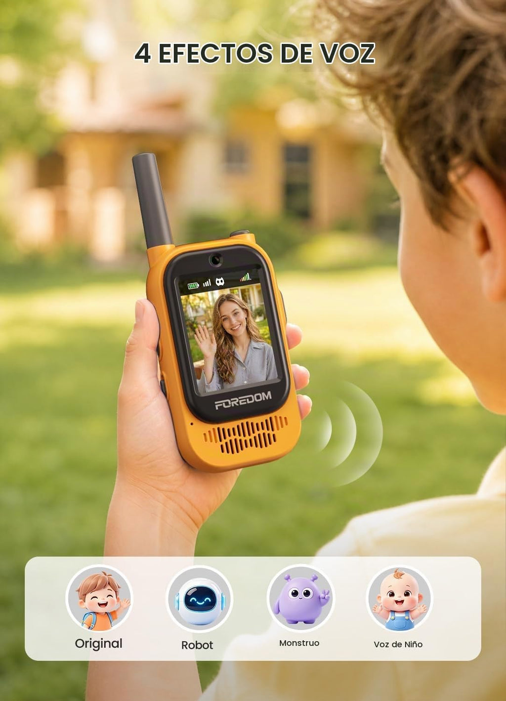 FOREDOM Radio de Video Recargable: Walkie Talkies para Niños, Alcance Largo para Niños y Niñas