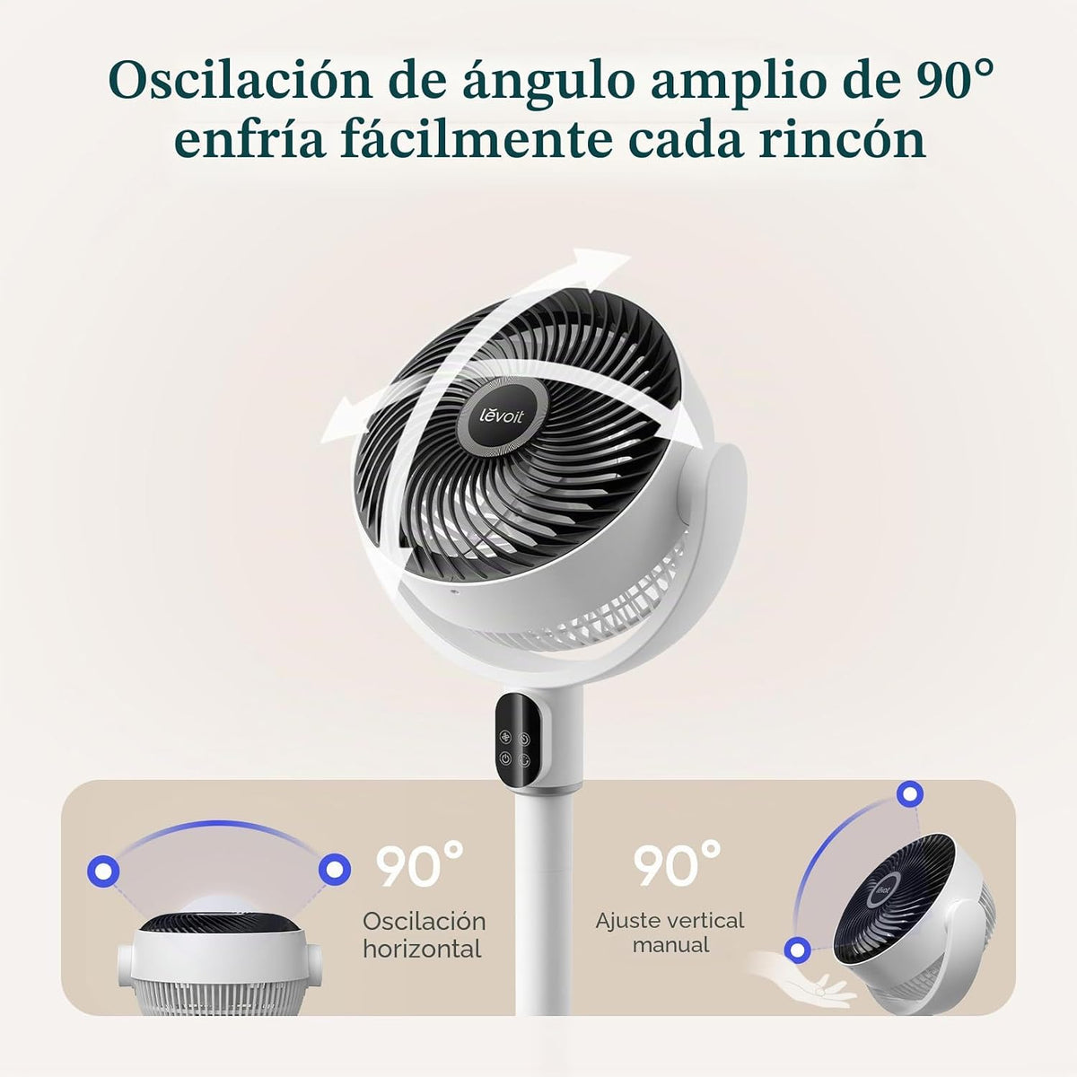 LEVOIT Ventilador de pie para dormitorio, ventilador de pedestal si...