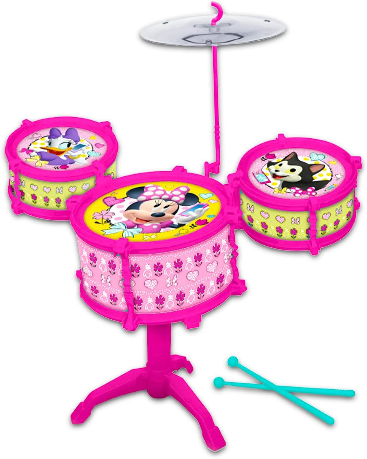 Set de tambor de juguete Minnie Mouse para niñas - Paquete con set de música de tambor Disney, pegatinas, más | Juguetes musicales de Minnie Mouse para niñas, niños, bebés