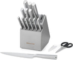 KitchenAid Juego de Cuchillos Gourmet con Bloque y Afilador Integrado, 15 Piezas, Acero Inoxidable
