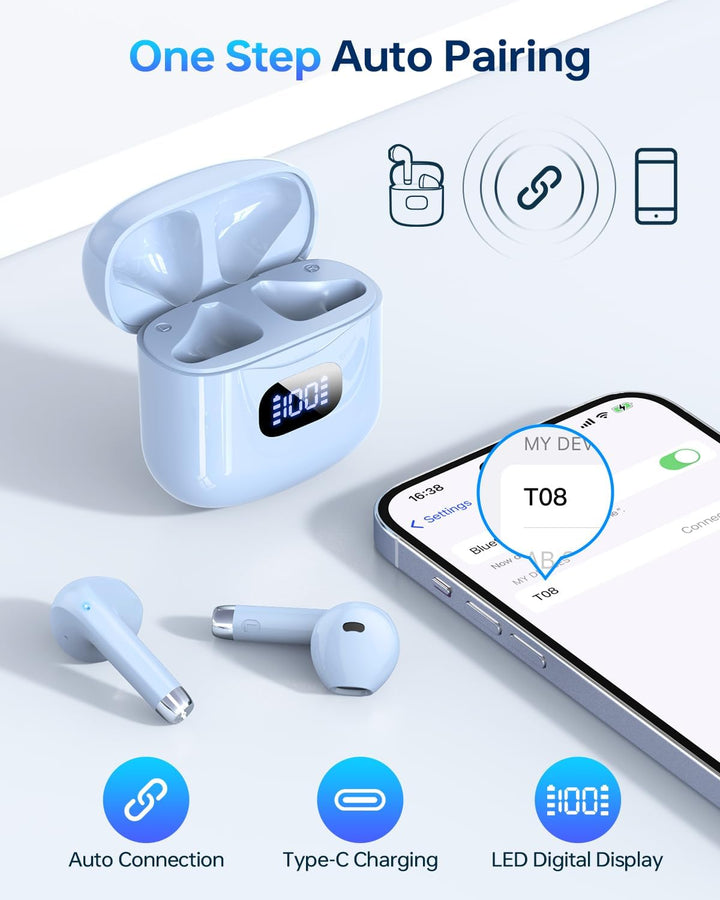 KTGEE Auriculares inalámbricos Bluetooth 5.3, reproducción de 40 ho...