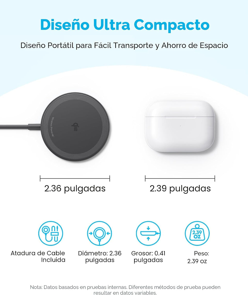 Anker Zolo MagSafe - Cargador inalámbrico compatible con Qi2 de 15 W de