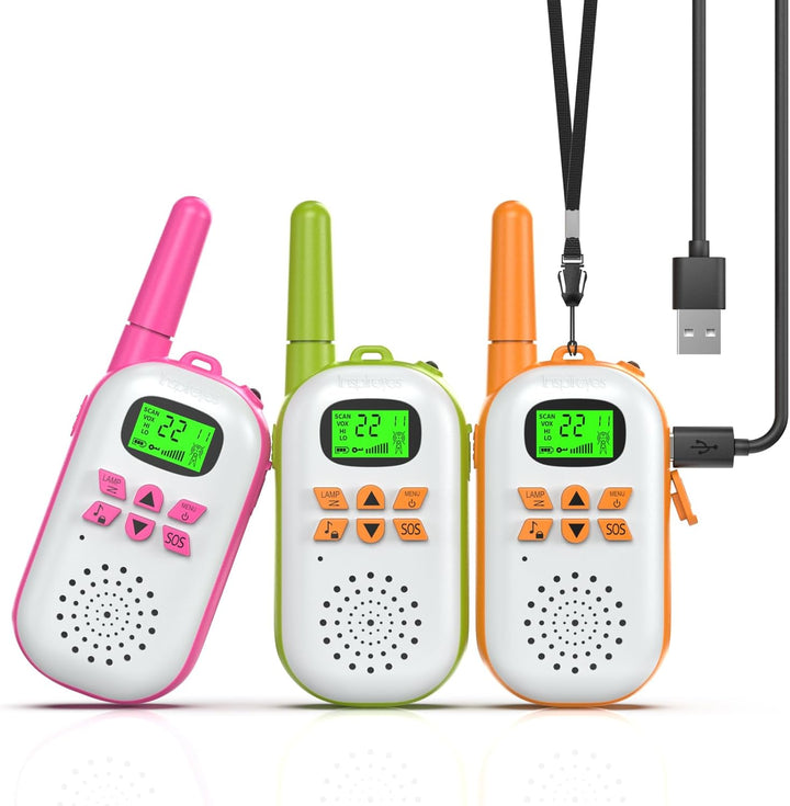 Inspireyes Walkie Talkies para niños recargables, juguetes para niñ...