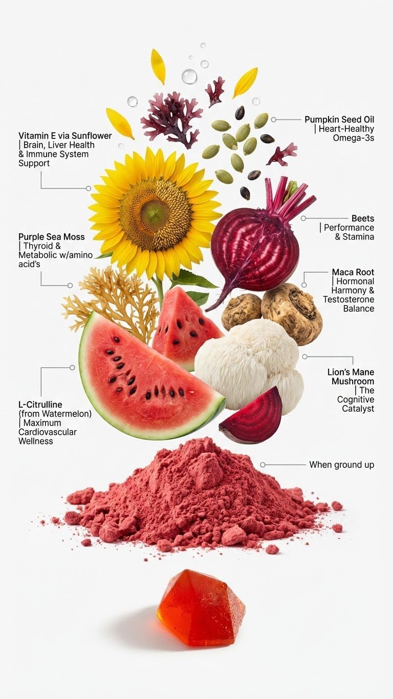 BDE Wildcrafted - Raíz de maca gomosa de musgo marino, remolacha, h...