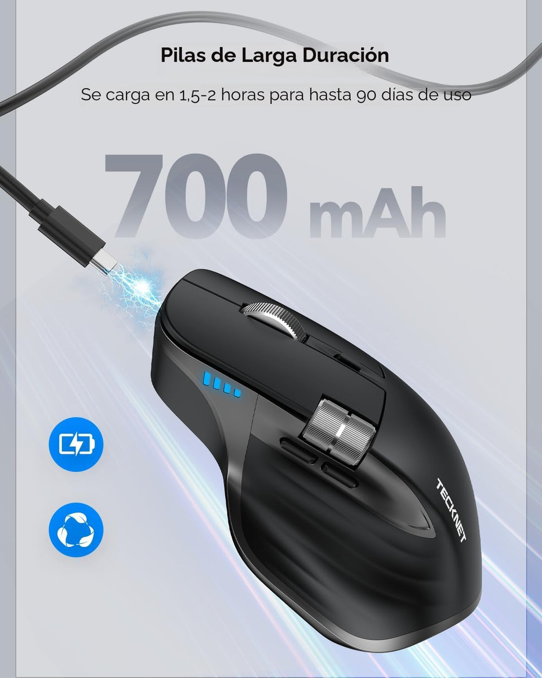 TECKNET Ratón Inalámbrico, Ratón Bluetooth (BT5.0\/5.0 &amp; 2.4G)...