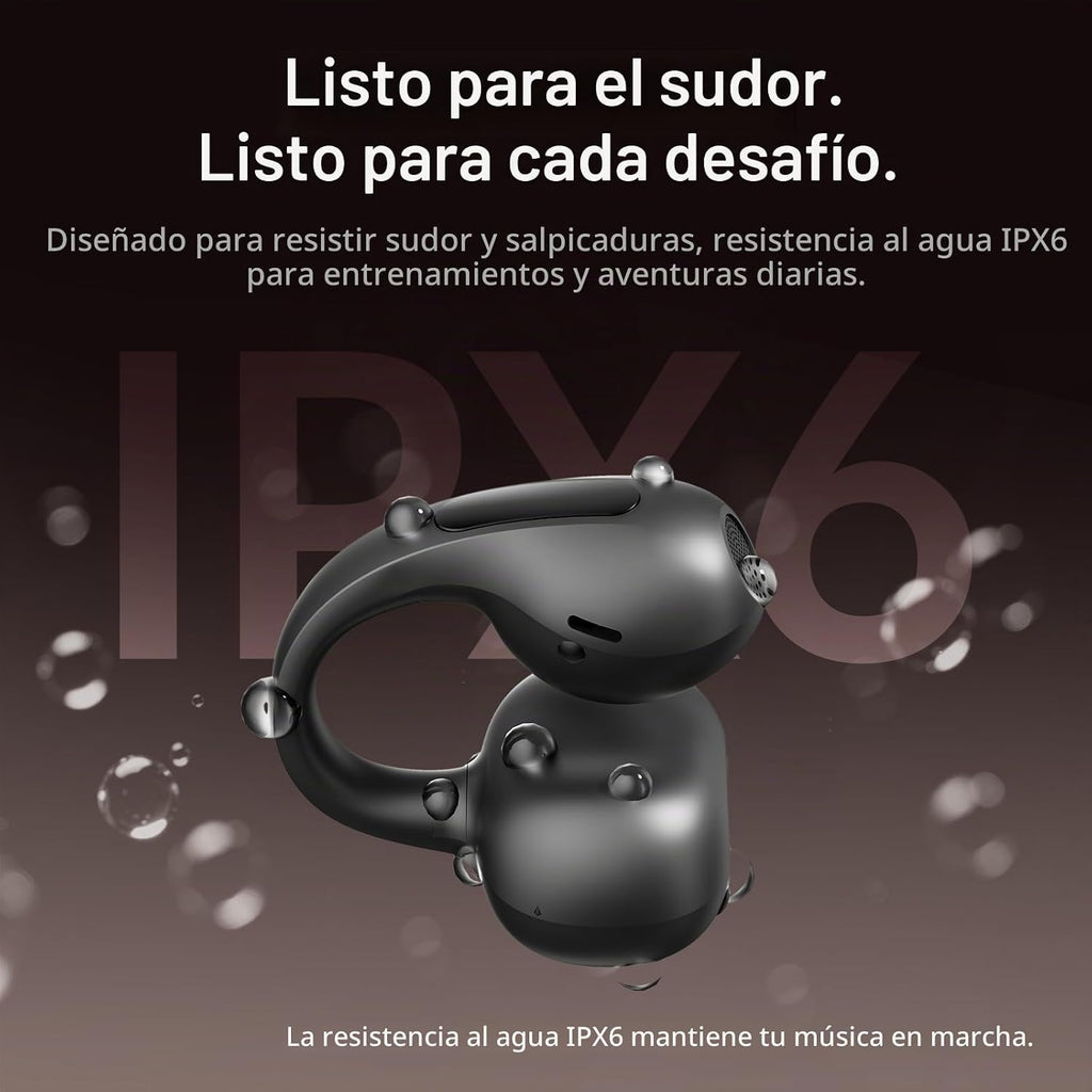 Auriculares con clip, auriculares inalámbricos Bluetooth 6.0 de oreja abierta con control táctil, diseño ligero de clip para la oreja, auriculares deportivos aptos para gafas para correr
