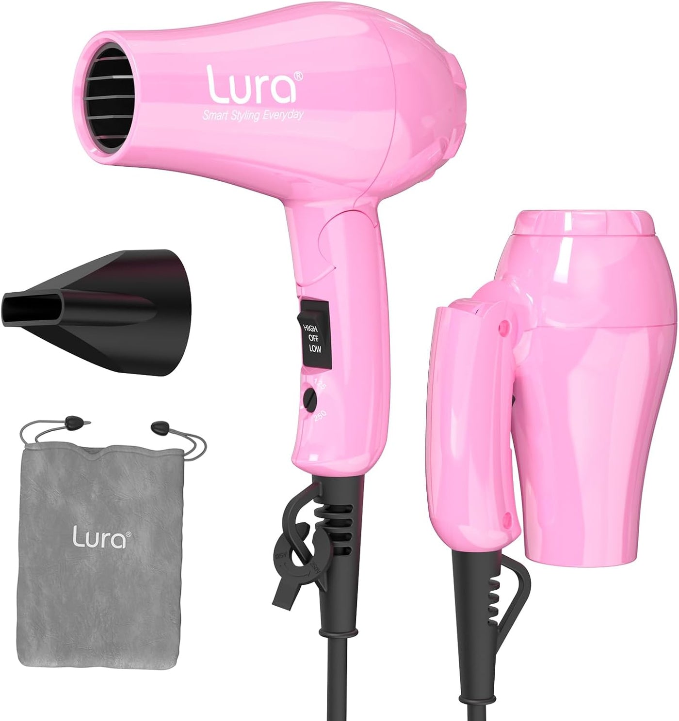 Dreyr Mini - Secador de pelo plegable para viajes internacionales,...