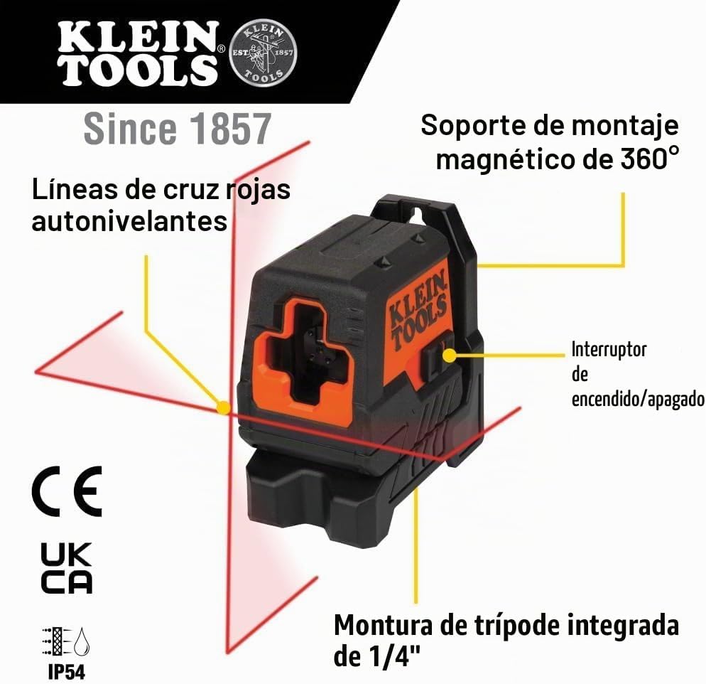 Klein Tools Nivel láser autonivelante 93MCLS, mini nivel de línea cruzada