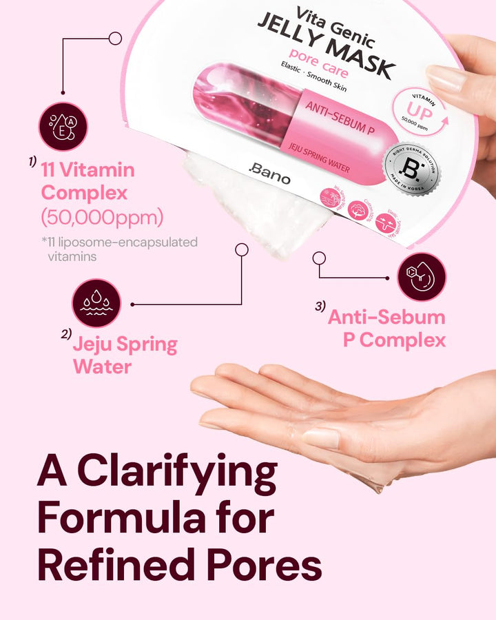 Bano Vita Genic Jelly Face Pore Care Mask 10EA - Mascarilla hidrata...