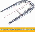 Finger Rock Juego de bloques de construcción de pistas de tren de ciudad, 212 piezas de rieles flexibles para vías de tren, juego de accesorios de expansión de ferrocarril cuesta arriba y descenso, pistas curvas rectas