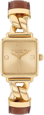 Reloj COACH Cass para mujer con cuarzo 2H – Caja cuadrada de acero inoxidable – Correa de piel de becerro – Accesorio elegante, regalo para ella 22m