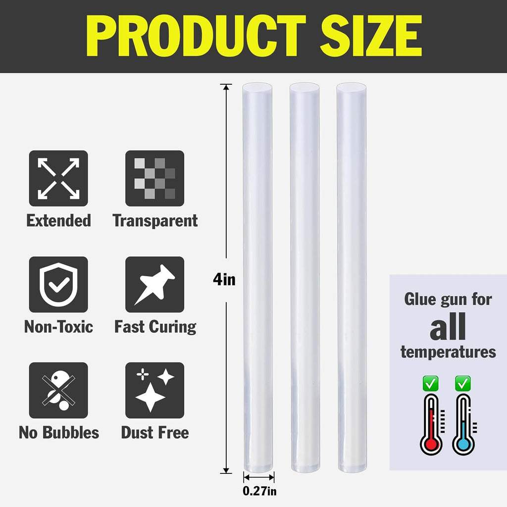 Paquete de 600 mini barras de pegamento caliente, 4 pulgadas de largo x 0.27 pulgadas de diámetro para mini pistolas de pegamento, multiusos para madera, metal, vidrio, plástico, floral, tela, cuero, espuma, floral