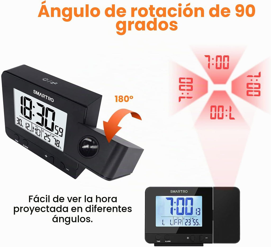 Digital Projection Alarm Clock para Bedrooms con Indoor Thermometer