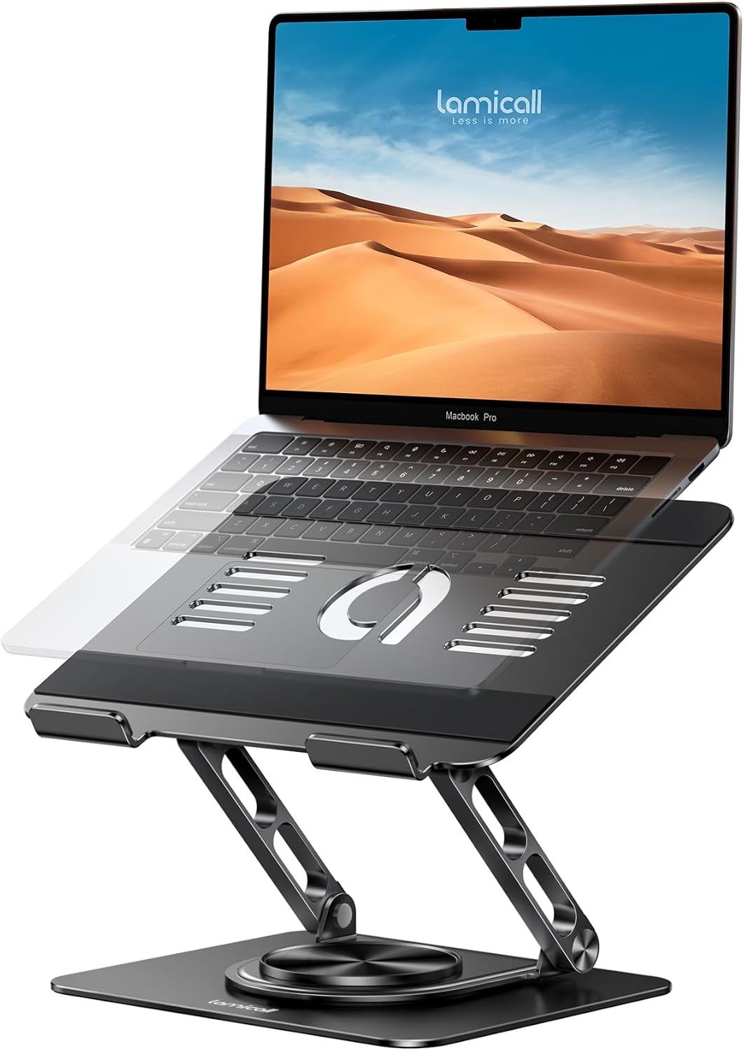 Lamicall - Soporte ajustable para laptop para escritorio - Base gir...