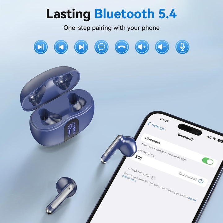 JYUESJKJ Auriculares inalámbricos, auriculares Bluetooth 5.4 estére...