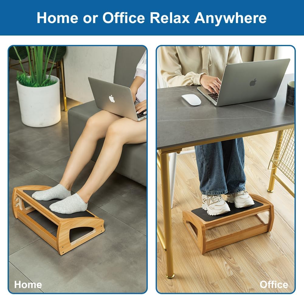 Lámpara StrongTek Reposapiés ergonómico debajo del escritorio, reposapiés de oficina de madera de 3 alturas ajustables, gran superficie antideslizante, mejora la postura y la circulación sanguínea, hasta 400