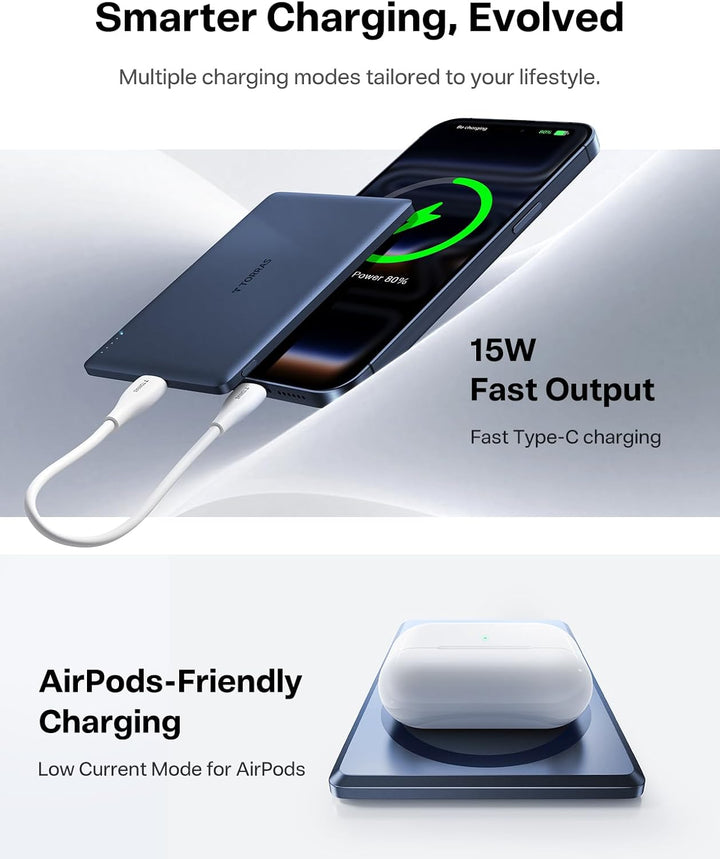 TORRAS MiniMag Power Bank, cargador portátil inalámbrico ultra delg...