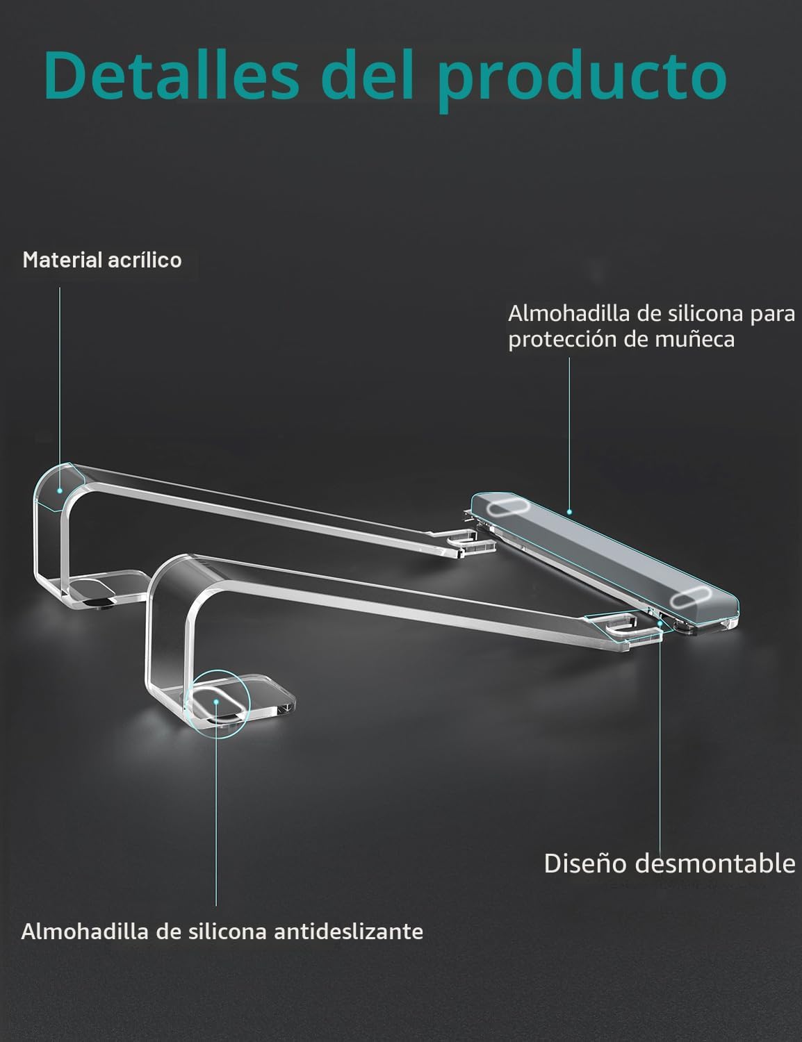 JCZT Soporte de Laptop de Acrílico Transparente para Escritorio, co...