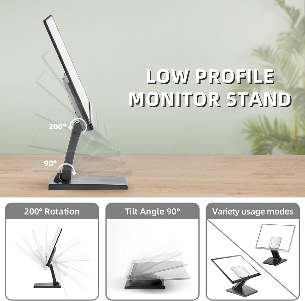 WS-03A Soporte para Monitor VESA Perfil Bajo Lay Plano Corto Plegable con Orificios VESA 2.953x2.953 in y 3.937x3.937 in