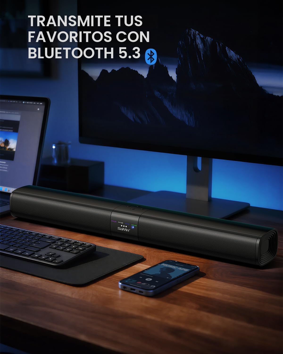 Saiyin Barra de sonido de 24", sistema de barra de sonido envolvente de