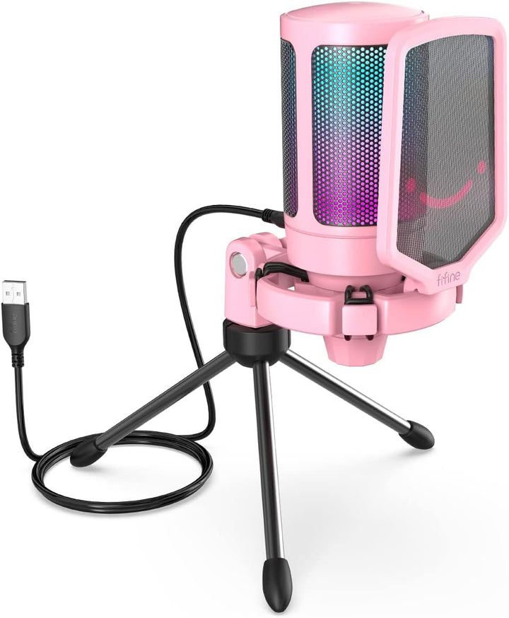 FIFINE Micrófono USB para juegos de PC para streaming de podcasts,...