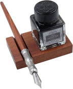 GC Pluma de madera antigua Pluma de caligrafía hecha a mano Juego de bolígrafos de punta de inmersión Estuche de escritura con pluma de tinta negra Cartuchos de soporte de madera LL-184