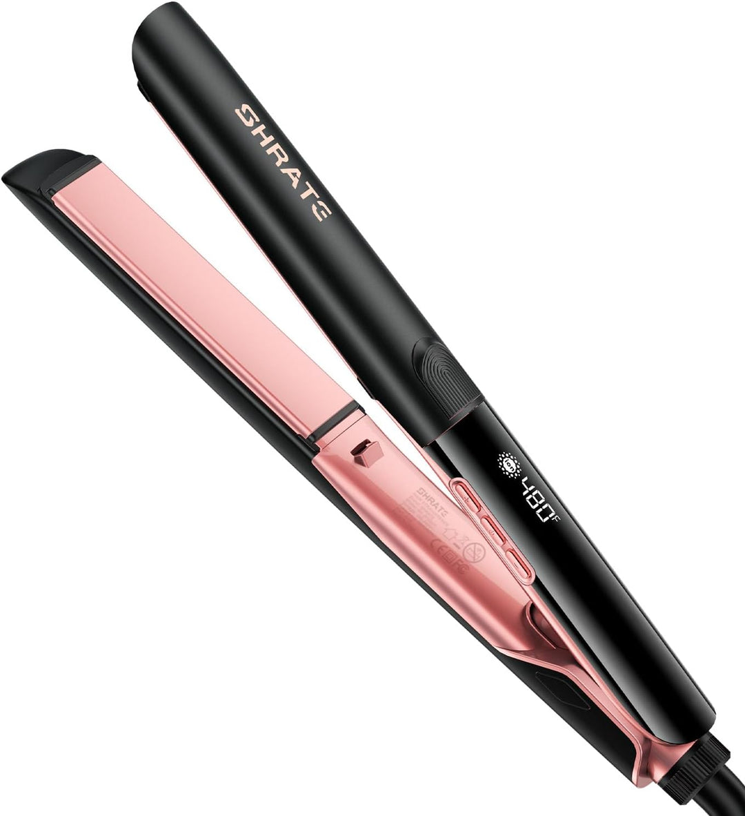 SHRATE Plancha de pelo iónico rosa | 18s Fast Heat | Less Frizz & S...