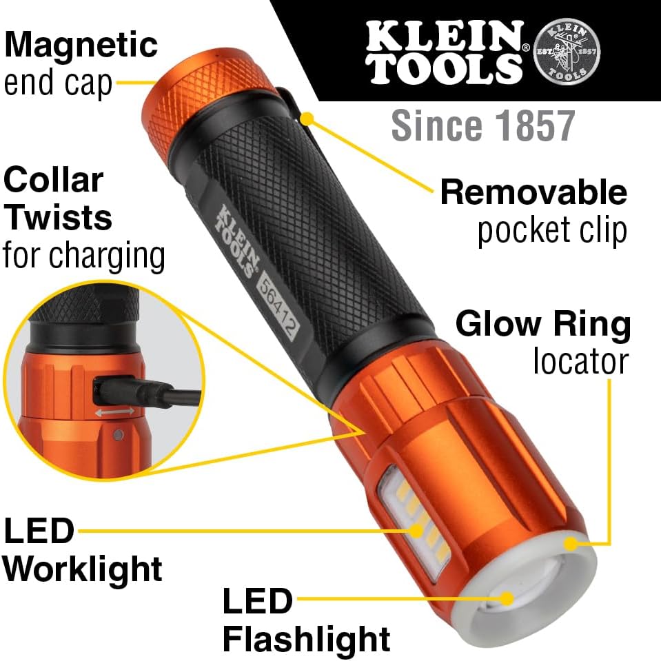 KLEIN TOOLS 56412 Linterna LED recargable con luz de inundación