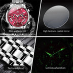 OLEVS Relojes para hombres Luxurious vestimenta acero inoxidable resistente al agua cronógrafo