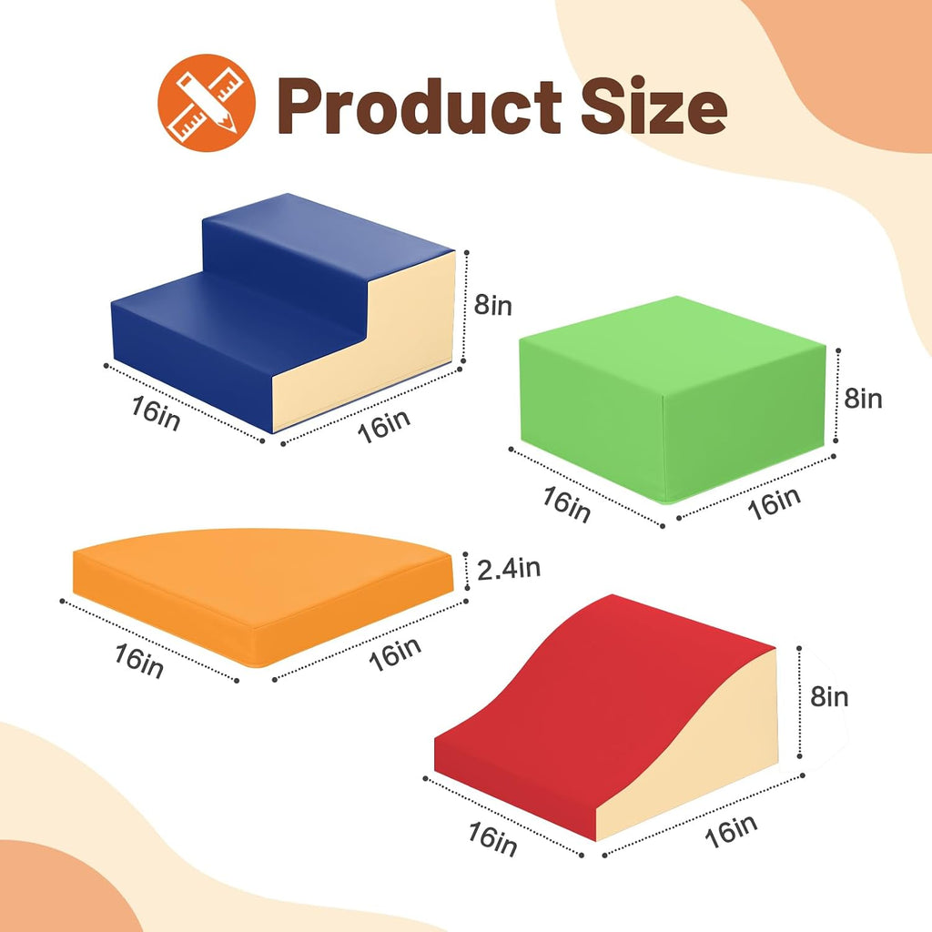 Juguetes de Escalada de Cuero PU Suave de 4 Piezas para Niños Pequeños, Bloques de Escalada de Espuma para Niños Pequeños, Conjunto de Juego para Bebés Estructuras de Escalada de Espuma para