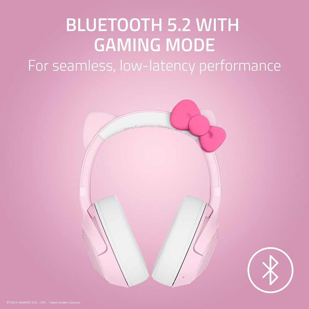 Razer Kraken Kitty V2 BT Auriculares Inalámbricos RGB: Chroma RGB - Bluetooth 5.2 - Controladores de 40 mm - Batería de 40 hrs con Carga Tipo C - Edición Hello Kitty & Friends