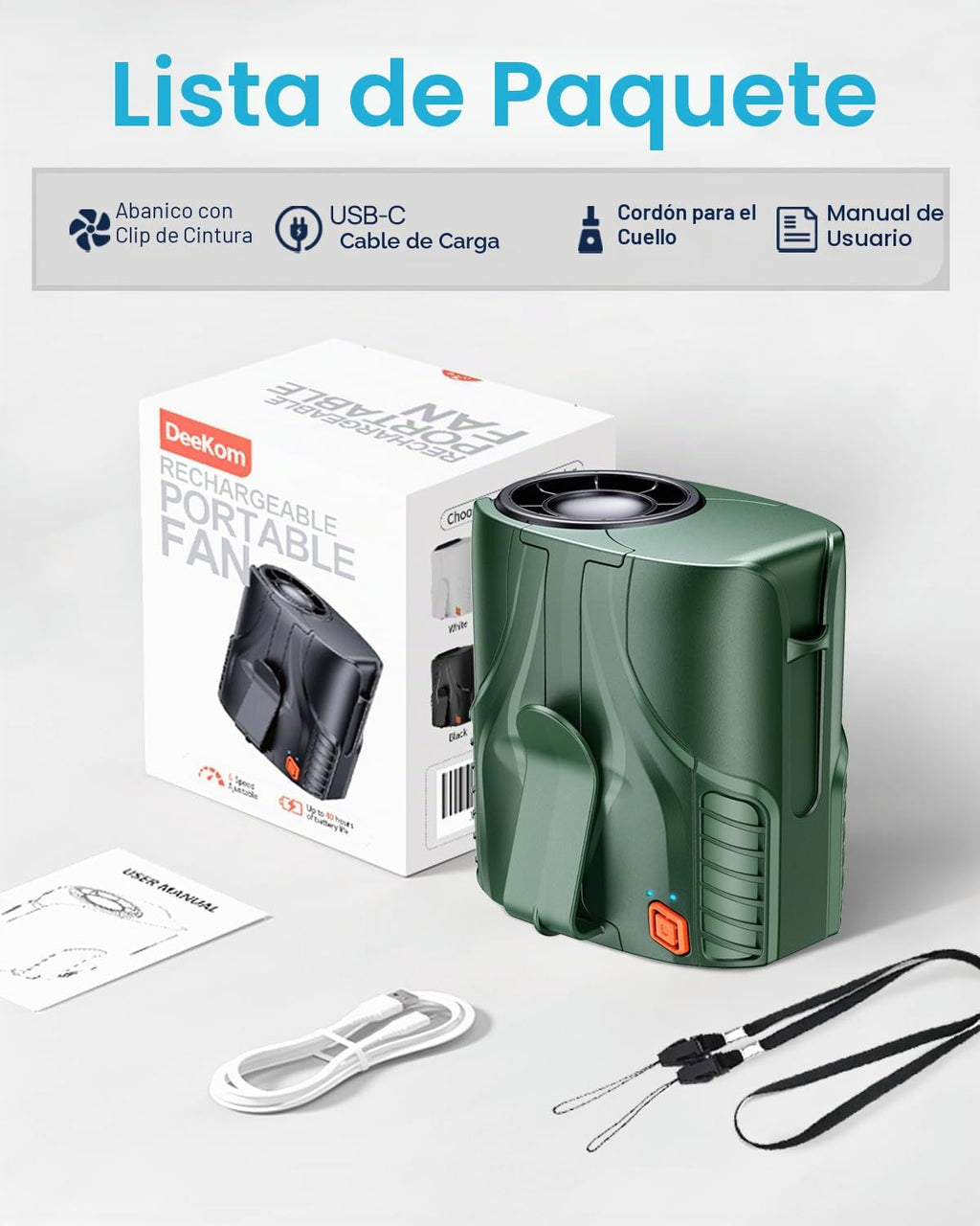 DeeKom 2025 Ventilador de cintura portátil y ventilador de cuello p...