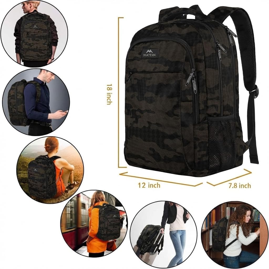 MATEIN - Mochila para laptop de 15.6 pulgadas, resistente mochila d...