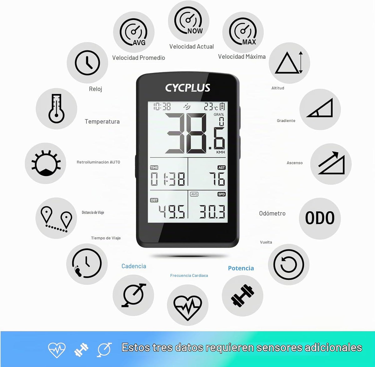 CYCPLUS Bomba de bicicleta AS2PRO + Ciclocomputador GPS M3