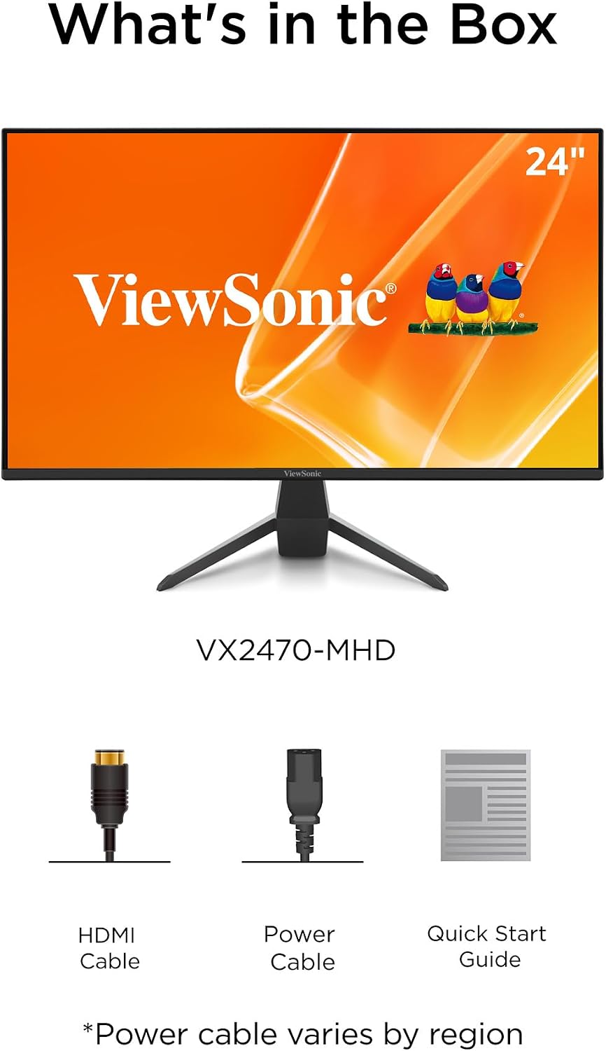 ViewSonic VX2470-MHD Monitor de 24 pulgadas 1080p, pantalla IPS con...