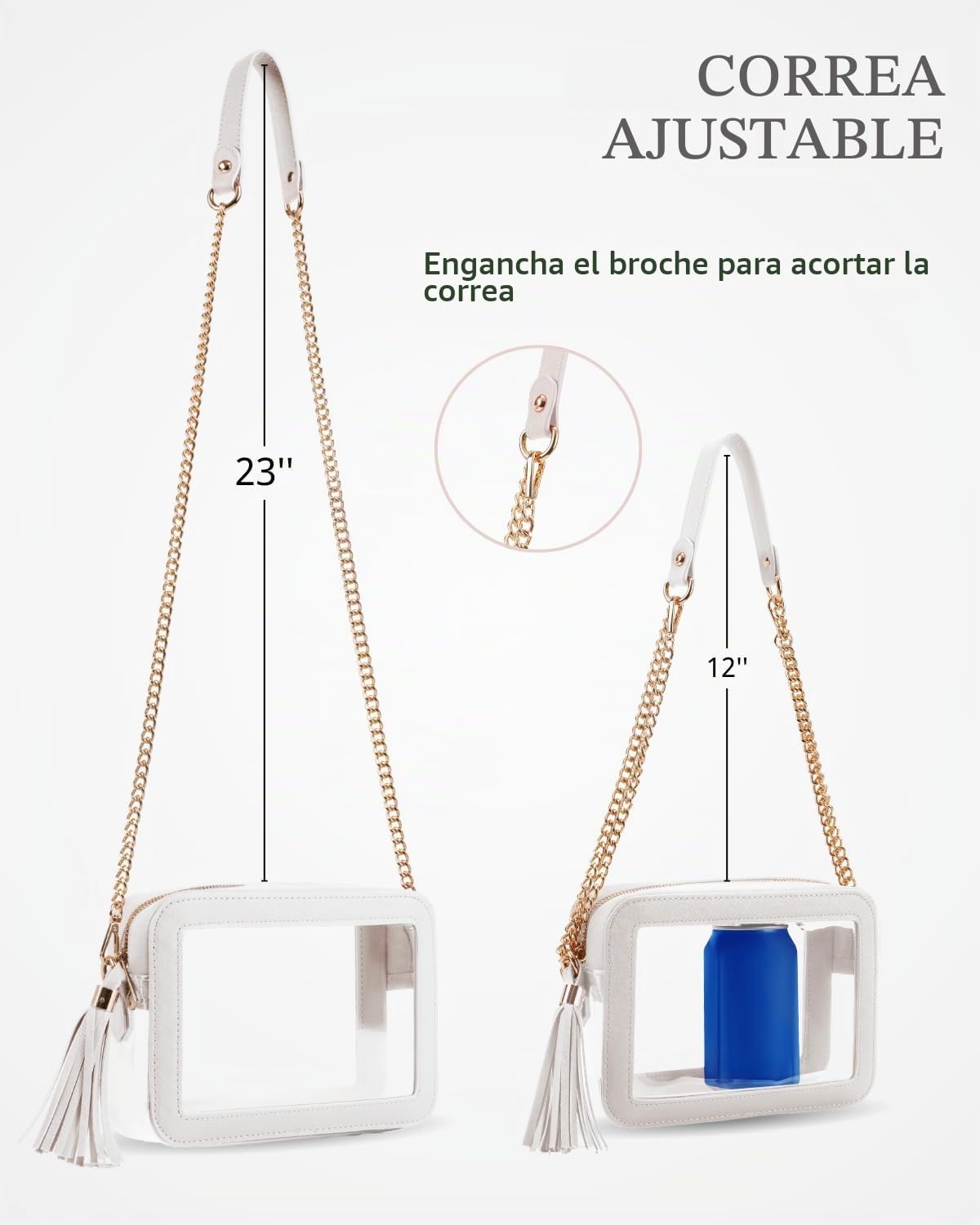 Bolsa Transparente para Eventos en Estadios – Bolso Cruzado Transparente Aprobado para Estadios para Mujeres, Conciertos, Deportes y Festivales