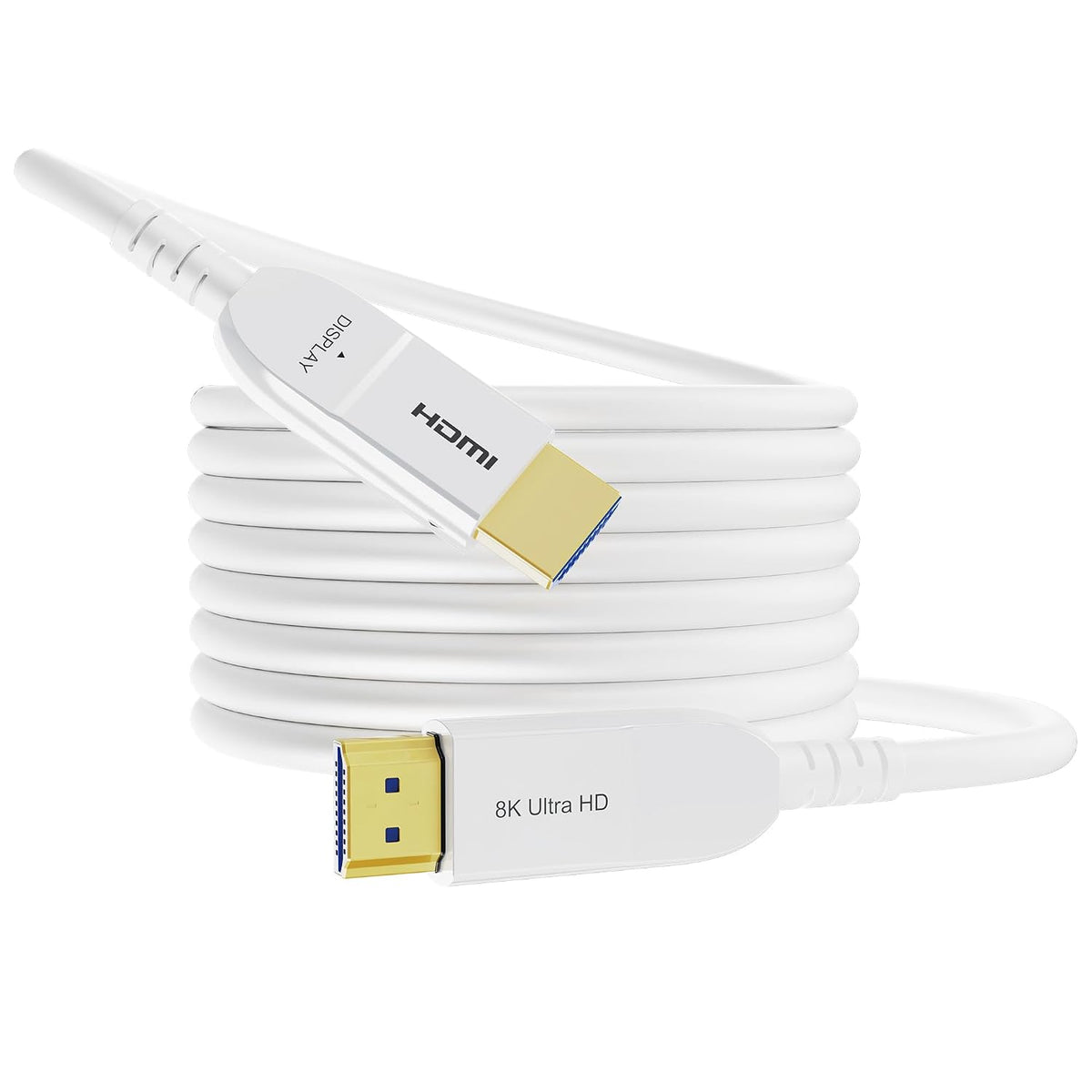 Cable HDMI de fibra óptica de 8K de 50 pies, cable HDMI 2.1 activo largo de 48 Gbps ultra alta velocidad 8K @60Hz 4K @120Hz HDR10 eARC 3D HDCP 2.3 compatible con laptop, PC, monitor, PS5, PS4, Xbox, HDTV, proyector
