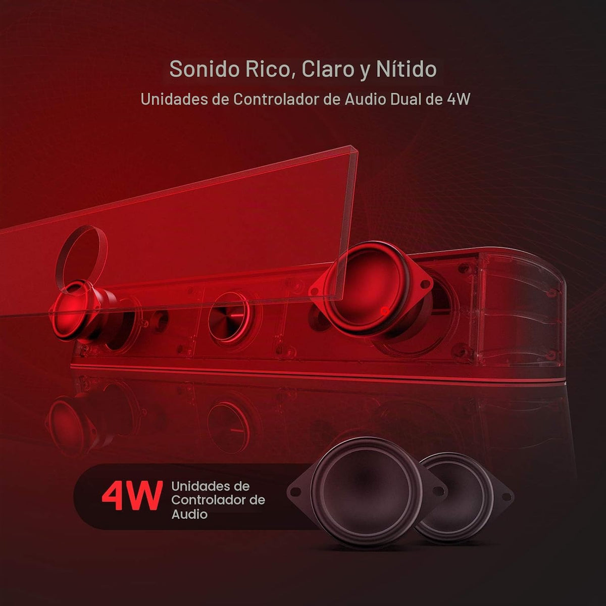Redragon GS560 RGB Barra de sonido de escritorio, altavoz de computadora de 2.0 canales con barra de iluminación dinámica sincronizada con audio-luz/pantalla, retroiluminación con control táctil y