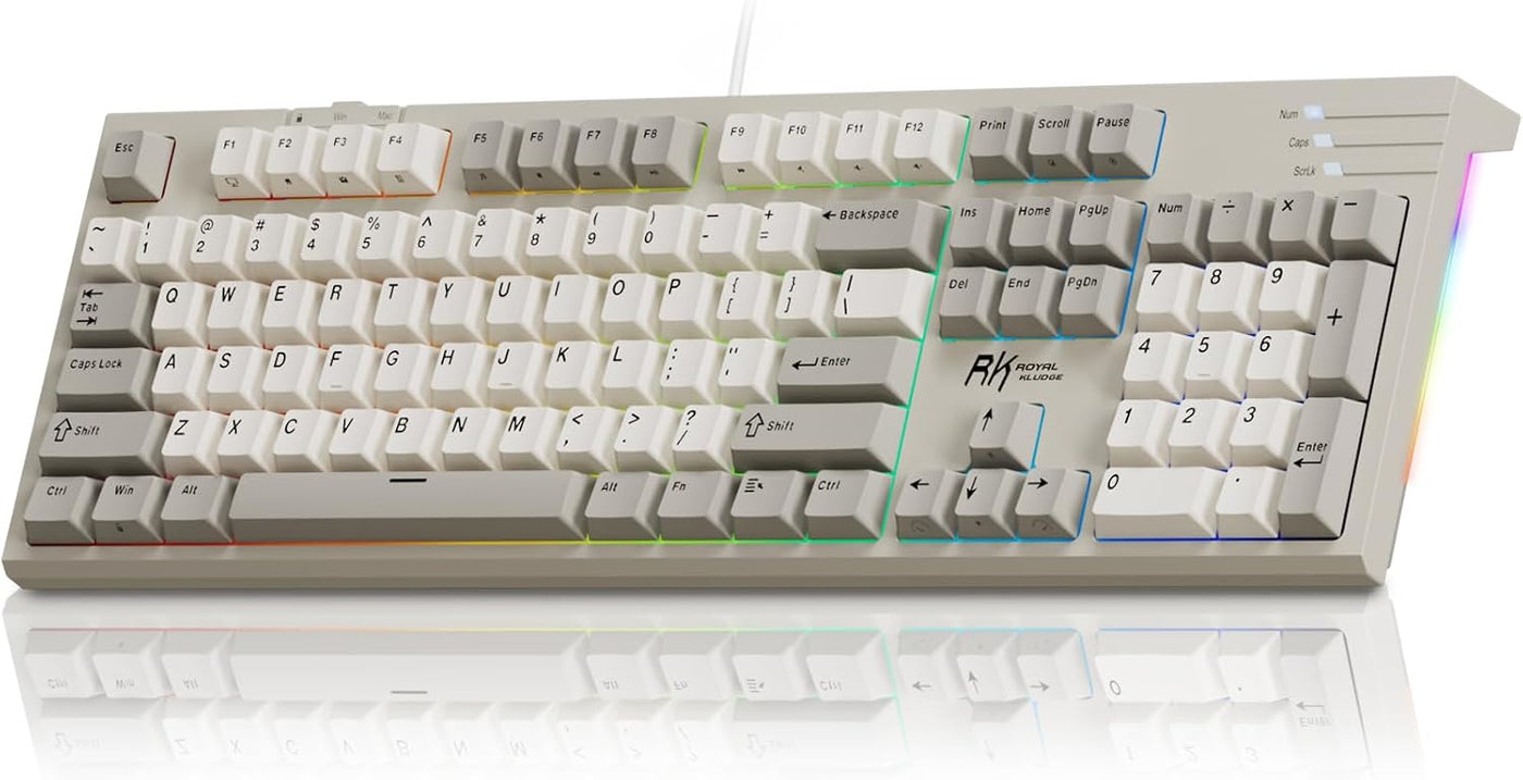 RK ROYAL KLUDGE R104 Teclado mecánico con cable de tamaño completo,...