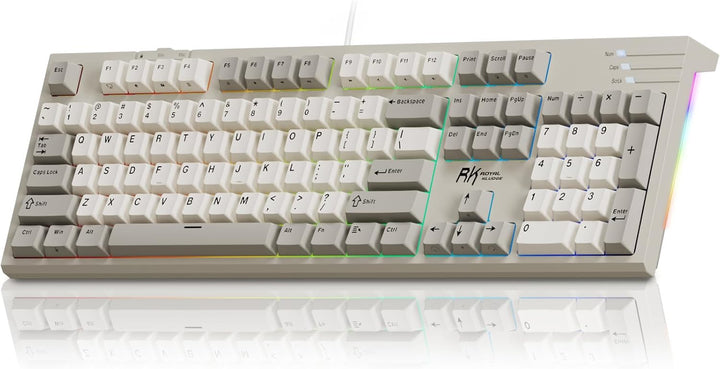RK ROYAL KLUDGE R104 Teclado mecánico con cable de tamaño completo,...