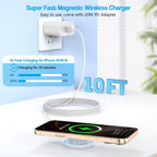 Cargador inalámbrico magnético de 10 pies, cargador rápido Apple Mag-Safe de 15 W para iPhone 17/16/15 PD con USBC Apple bloque de carga rápida de 10 pies de carga rápida para iPhone 17/17 Air/17 16 15 Pro/Pro Max/14/13/12/AirPods